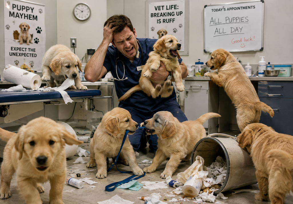 Golden Retriever Puppies Vet Chaos